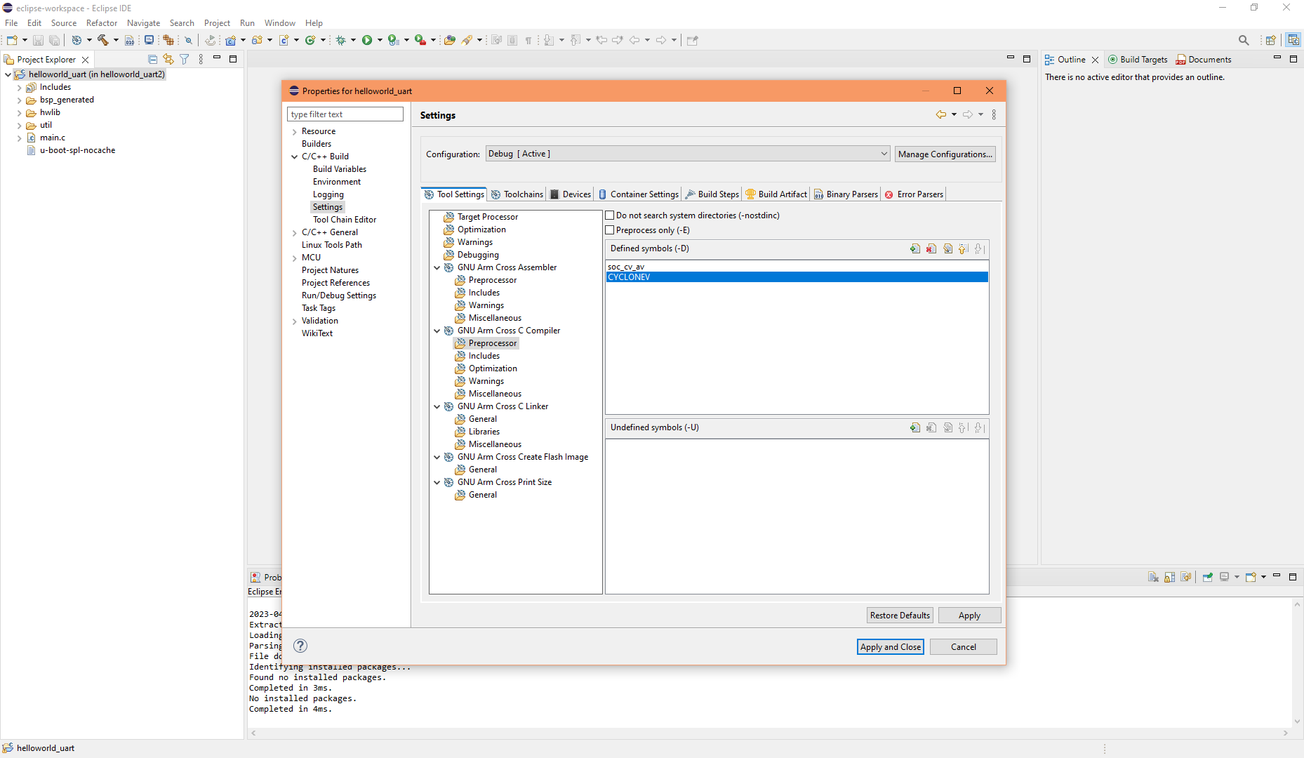 Eclipse project Debug preprocessor