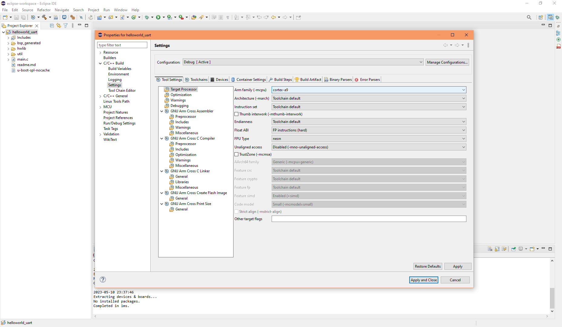 Eclipse project target processor