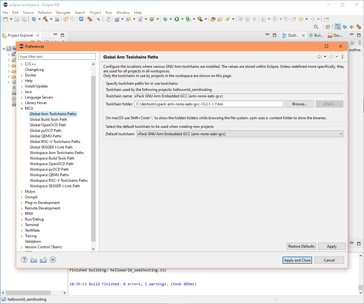 Eclipse toolchain path